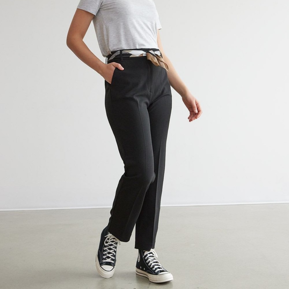 High-Rise Straight Leg Ankle Pant - Petite